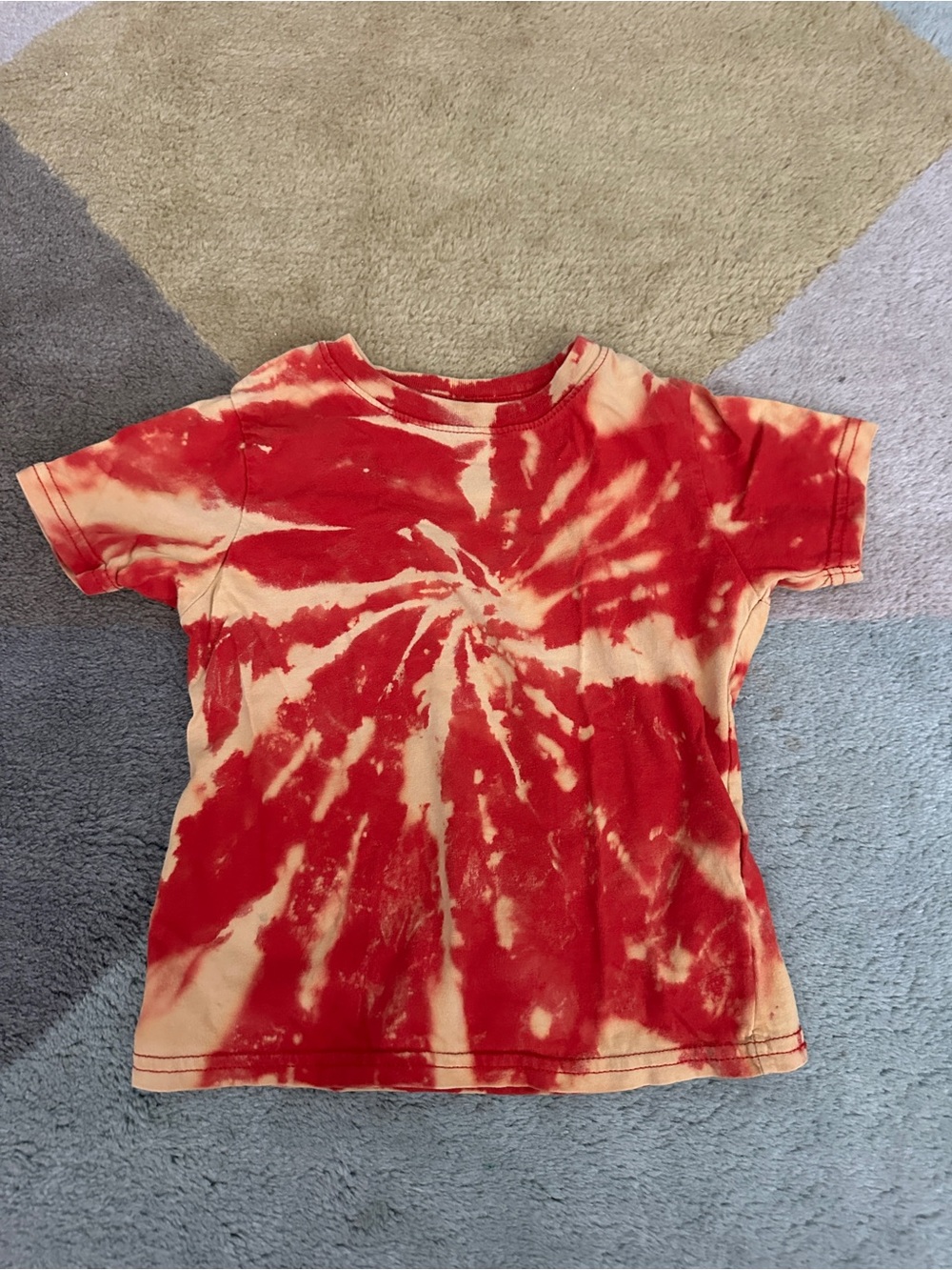 Kids Red Tie-Dye Short Sleeve Tee